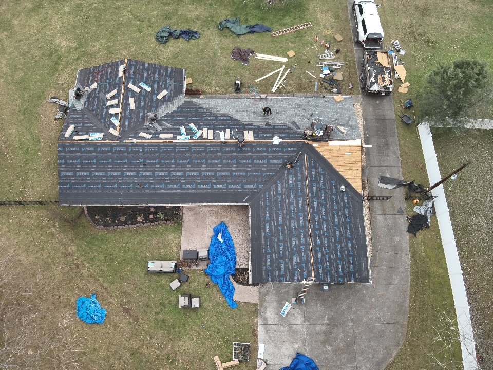 Roof in progress — underlayment installation