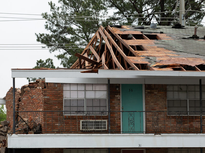 Roof torn off by high winds